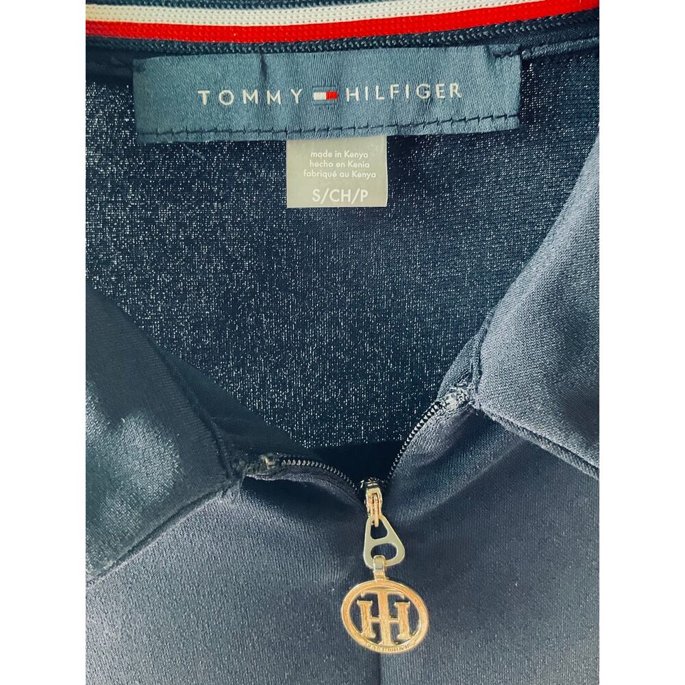 Tommy Hilfiger Navy Half-Zip Sleeveless Nautical Silver Accent Blouse NWT S - Picture 7 of 10